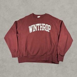 Vintage Winthrop University Sweatshirt Mens XL Red Champion Reverse Weave Y2K